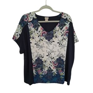 Chico's Blue and Black Boxy Blouse